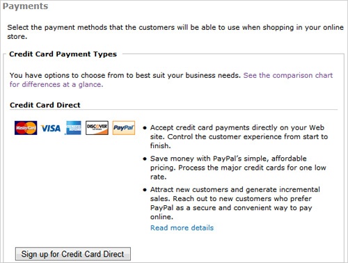 Choose a payment method to enable payments on your site.