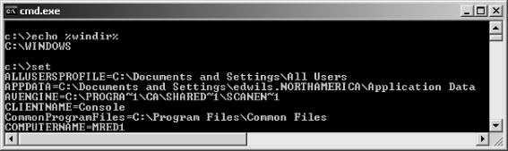 Use set in a CMD prompt to see environment variables