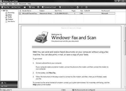 Windows Fax and Scan lets you scan and/or fax documents.