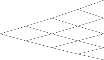 A binomial tree with nodes evenly spaced, indicating same volatility.