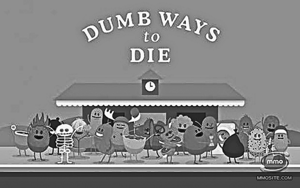 Figure depicting an ad where various cartoons are standing on a platform and the headline reads, “Dumb ways to die.” The second image depicts stuffed toys resembling cartoons in the first image.