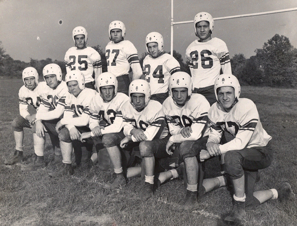 Photograph depicting football team of St. Joe's in Bardstown, Kentucky, where Booker is present second from the left.