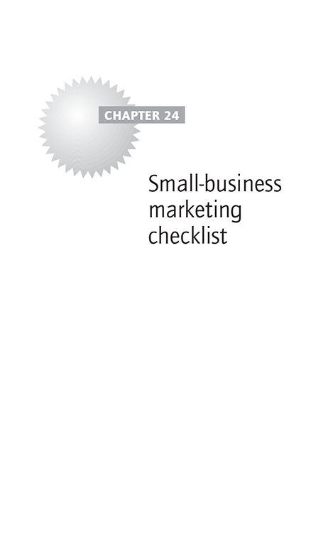 Chapter 24 Small-business marketing checklist