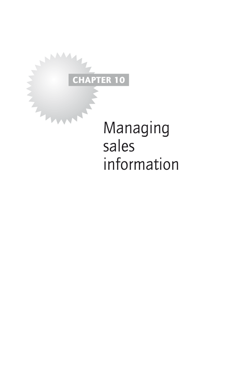 Chapter 10: Managing sales information