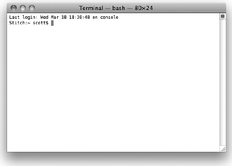 The Terminal application running in Mac OS X