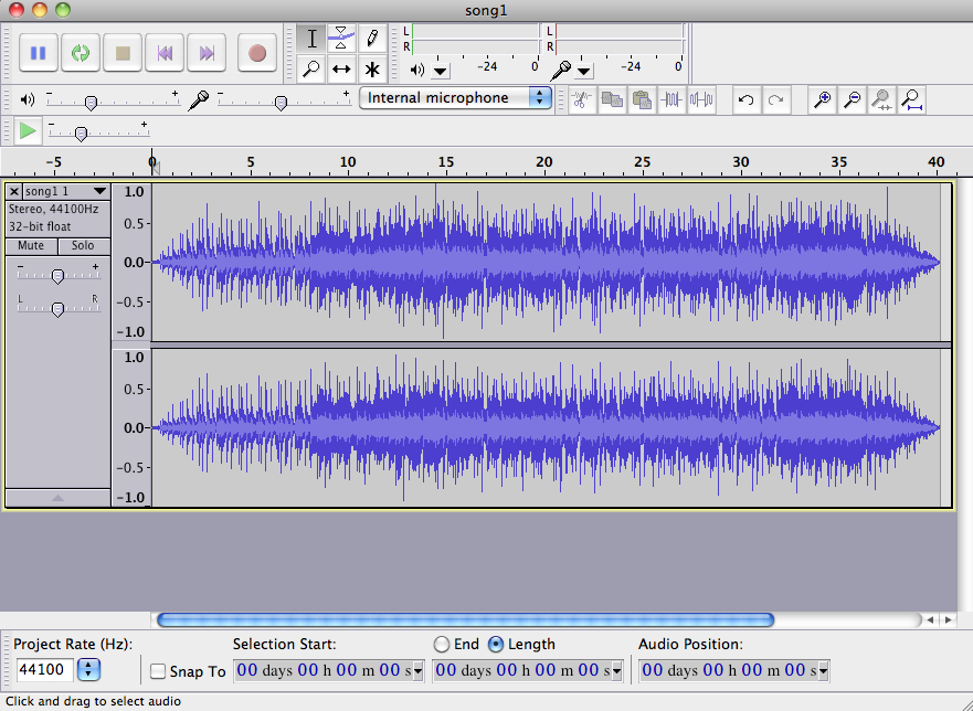 Editing an audio file in Audacity
