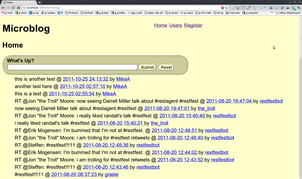 Microblog CSS POSH Client Screenshot