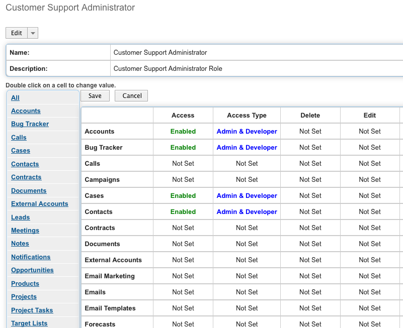 Role Access Control Management in SugarCRM