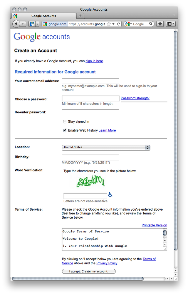 Start by creating a Google account