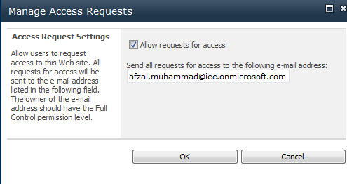 Manage Access Requests page
