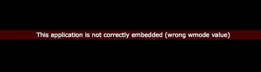 Warning message when the application is not correctly embedded