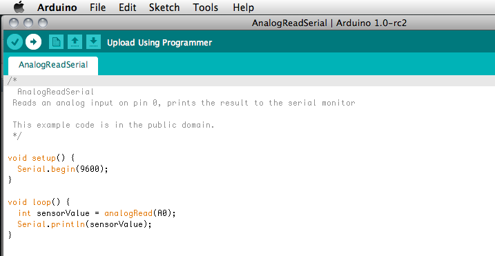 Uploading code to the Arduino board