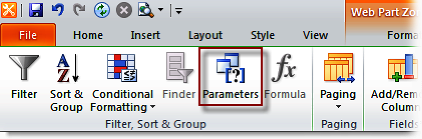 Adding a new parameter using the ribbon