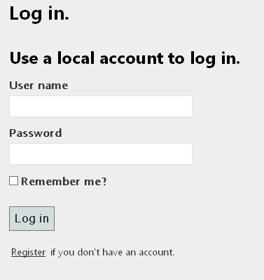 The default login page