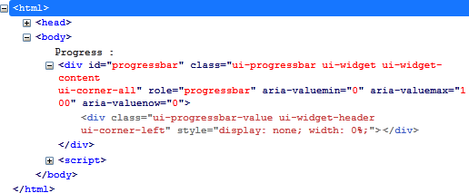 HTML code generated by the progressbar () method