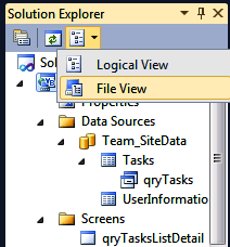 Visual Studio Solution Explorer in File View