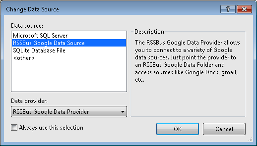 Connect to the Google extension as a data source