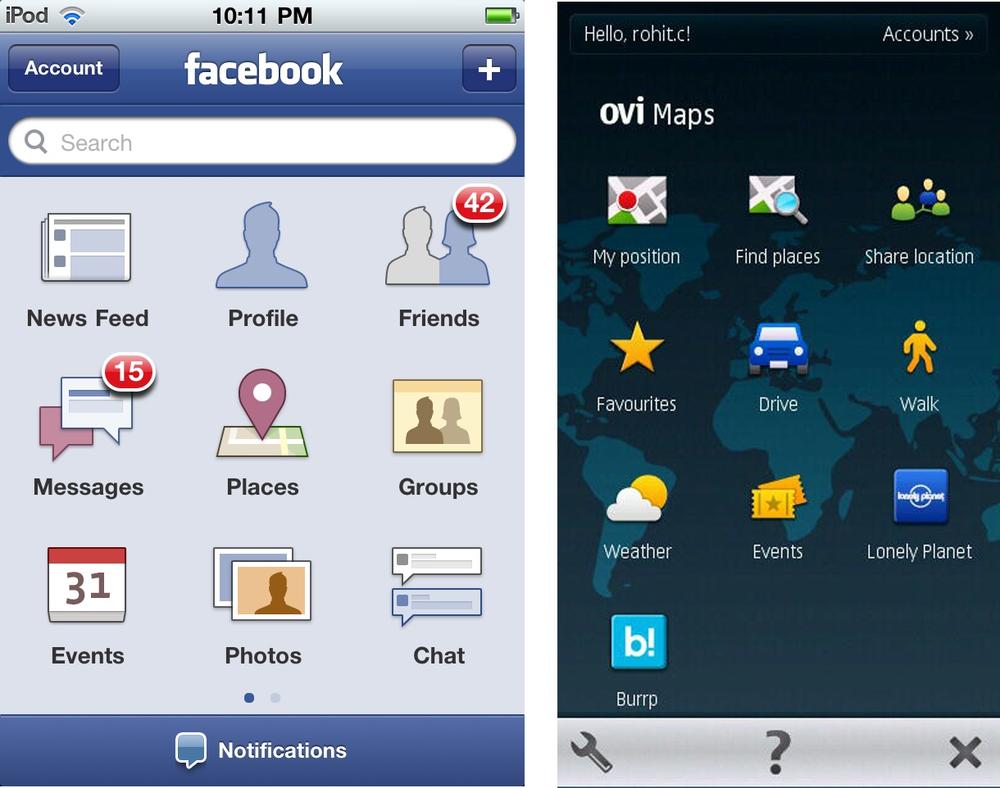 Facebook Springboard and Ovi Maps