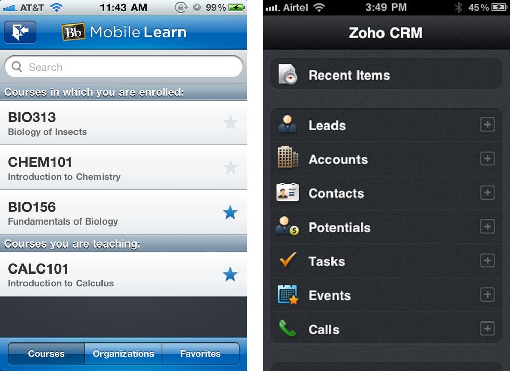 Personalized lists: Blackboard and Zoho CRM