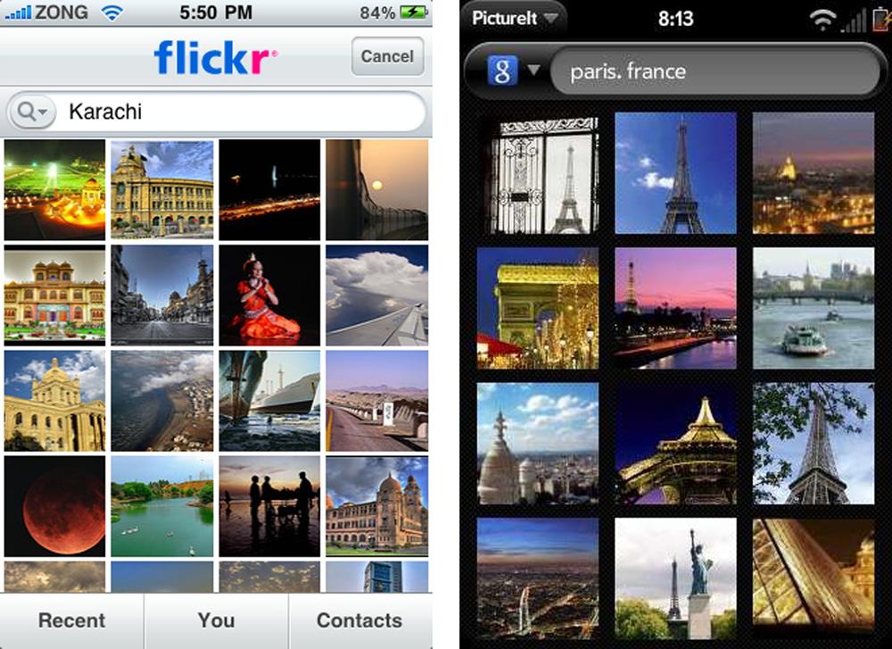 Flickr and PictureIt Palm