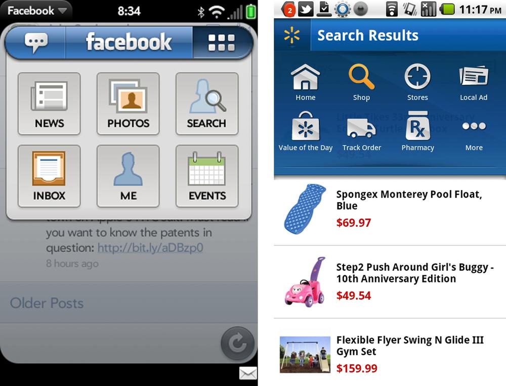 Facebook webOS and Walmart Android