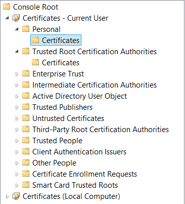 Windows certificate stores