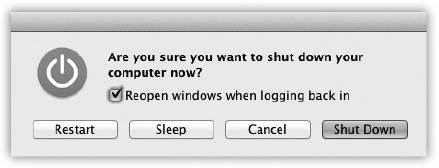 Once the Shut Down dialog box appears, you can press the S key instead of clicking Sleep, R for Restart, Esc for Cancel, or Return for Shut Down.