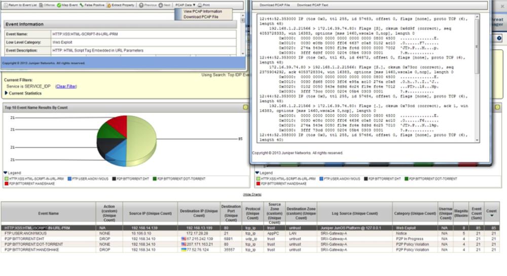 Viewing IPS PCAP data in the STRM