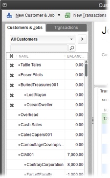 To make hidden customers visible again and reactivate their records, set the drop-down list at the top of the Customers & Jobs tab to All Customers as shown here. QuickBooks displays an X to the left of every inactive customer in the list. Simply click that X to restore the customer to active duty.