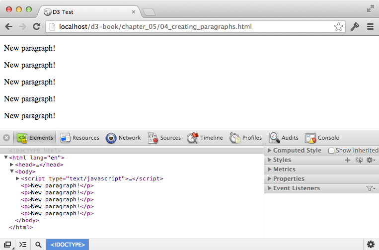New p elements in the web inspector