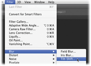 Choosing Filter→Blur→Tilt-Shift takes you to the menu item shown here.