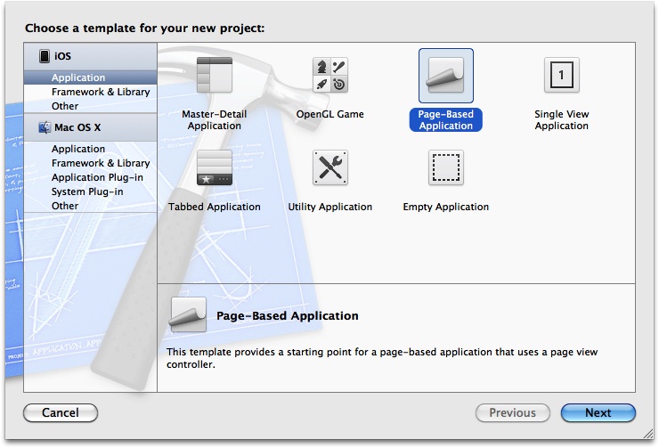 The New Project dialog in Xcode