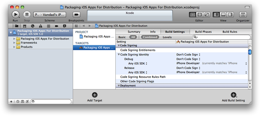 Xcode Displaying the Build Settings of an iOS App