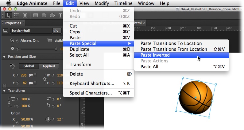 When you read in a Missing Manual, “Choose Edit→Paste Special→Paste Inverted,” that means: “Click the Edit menu to open it. Then click Paste Special in that menu; choose Paste Inverted in the resulting submenu.”