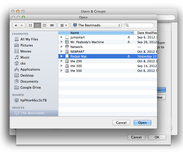Now OS X knows to look on your media for your Home folder.