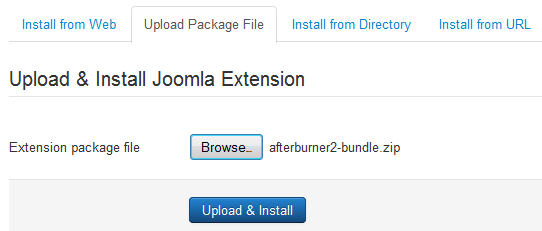 After selecting the file package, click the Upload & Install button