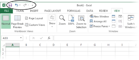 The Quick Access toolbar puts the Save, Undo, and Redo commands right at your fingertips. Excel provides easy access to these commands because most people use them more frequently than any others. But as youâll learn in the Appendix, you can add any commands you want here.