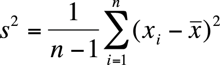 The formula for a sample variance