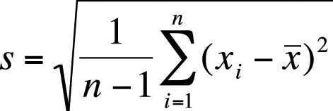 Formula for the standard deviation of a sample