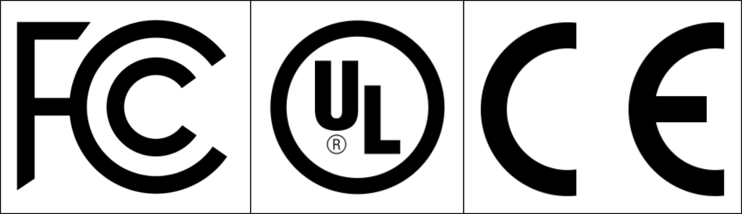 FCC, UL, and CE marks