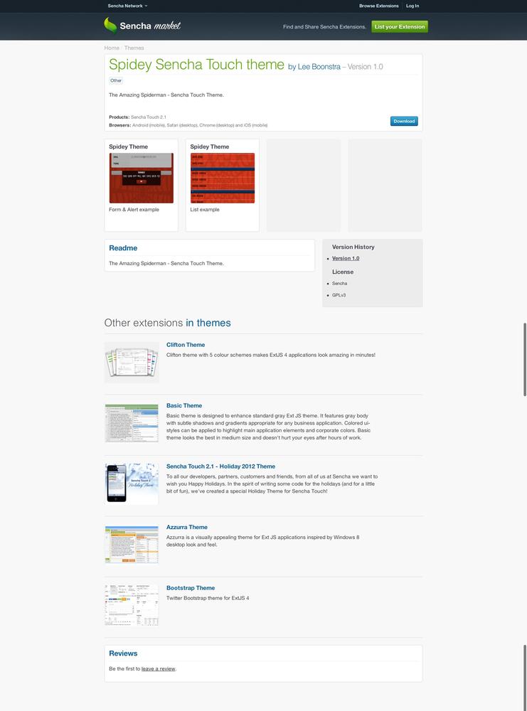 Download or share great components, themes, and examples from the Sencha Market
