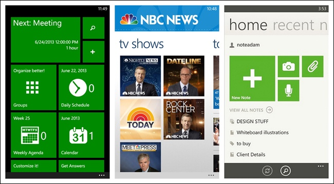 CalendarPro, NBC News, and Evernote for Windows Phone: versatile tile implementations