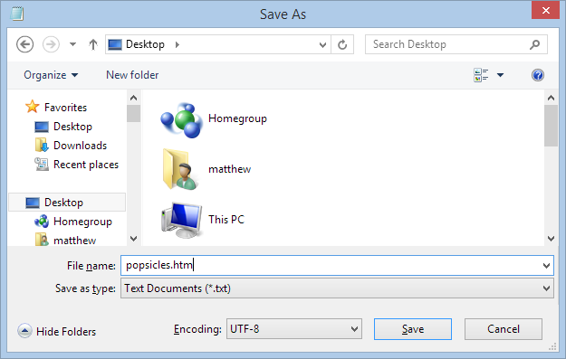 Whether you use Notepad (shown here) or TextEdit, there’s nothing tricky about saving your file. Just make sure to include “.htm” or “.html” at the end of the filename to identify it as an HTML document.