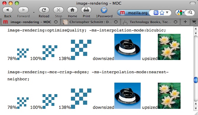 Mozilla Development Center demonstrations of image rendering preferences
