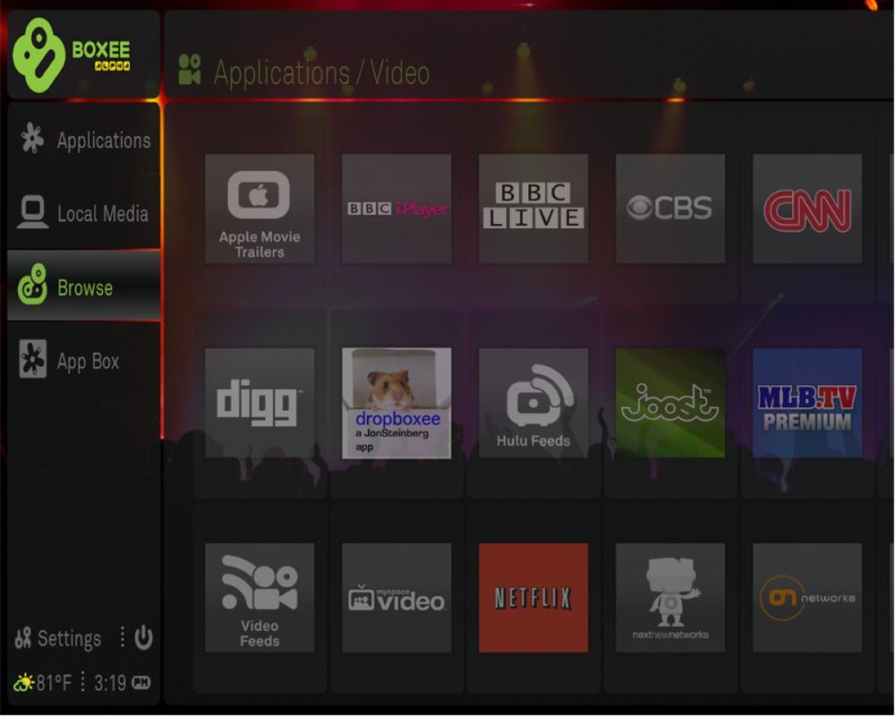 The alpha version of Boxee