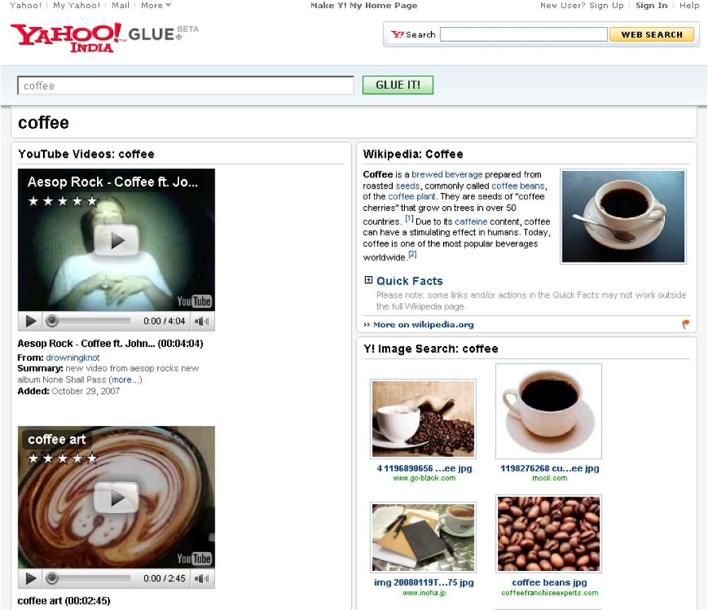A Yahoo! Glue Page