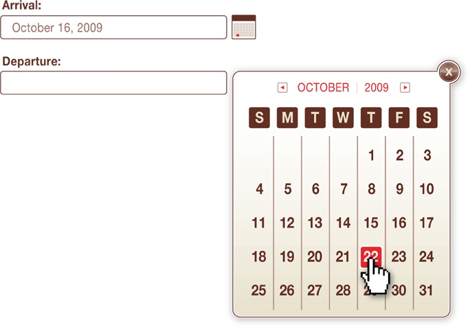 A travel site that provides calendarrelated content when the user needs it