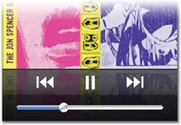 The built-in iPod app drops the tab bar (left) from the Now Playing screen (right) to make room for the playback controls.