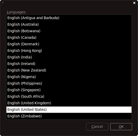 Selecting U.S. English for the language