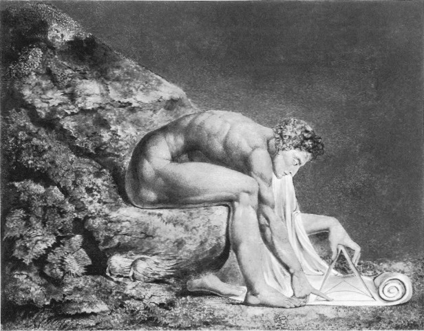 This painting of Newton, by William Blake, shows him as a lost hero. Blake felt that Newton’s attempts to solve everything through science and alchemy were misguided.